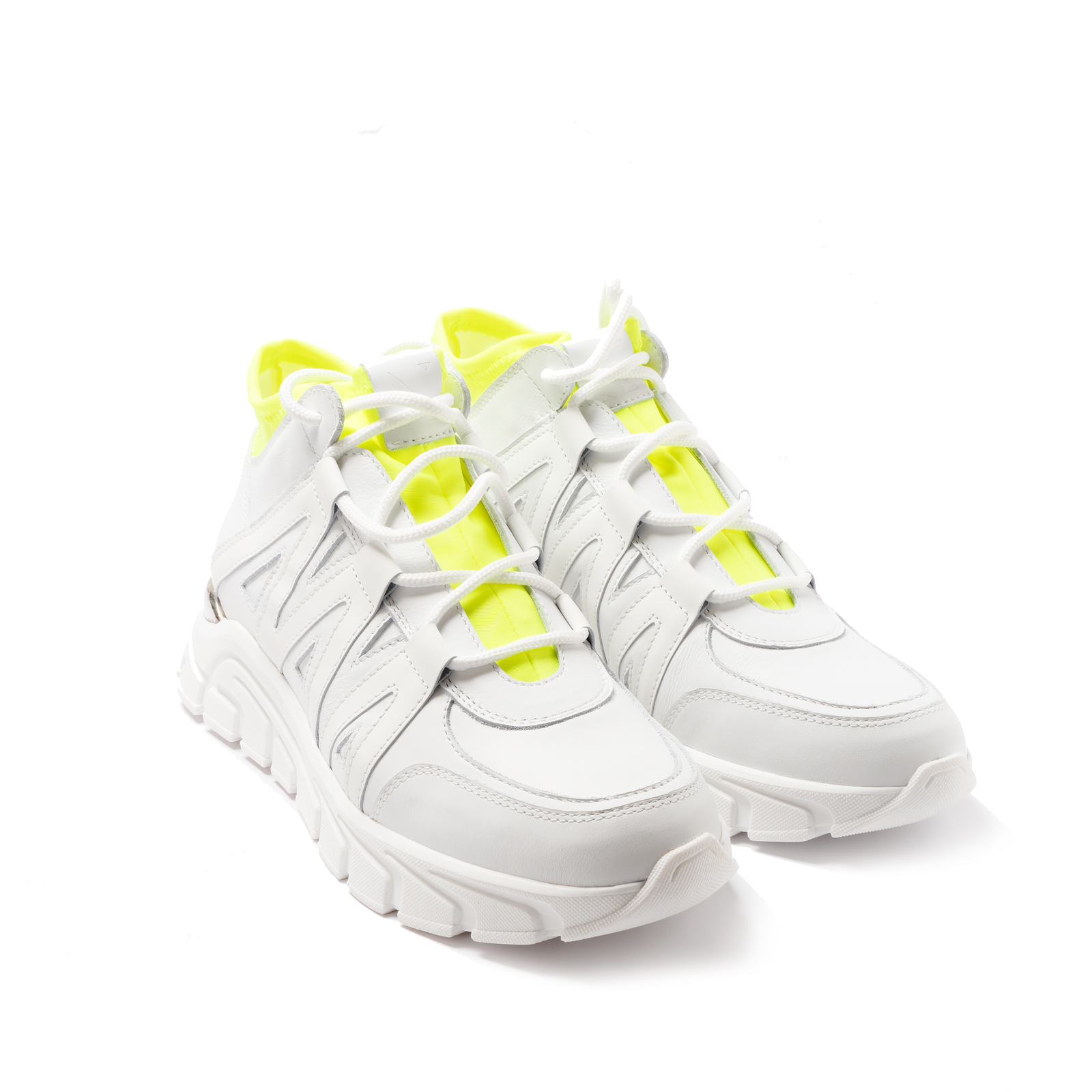 Damen-Sneaker aus weißem und fluoreszierendem Leder EVAMONDE2